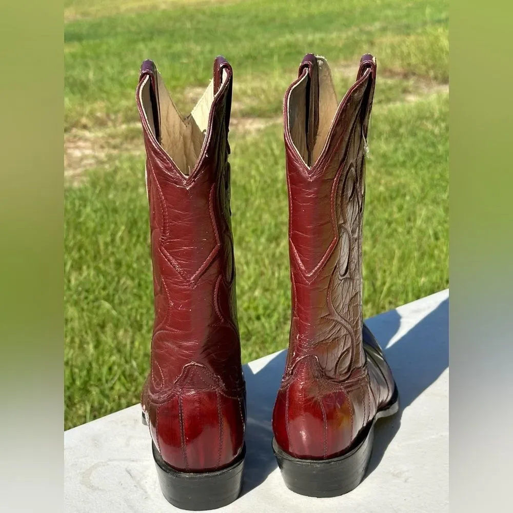 White Diamonds Eel Skin and Goat Leather Cowboy Western Boots Men's Size 6.5 EE - Picture 8 of 12